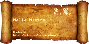 Malle Mietta névjegykártya